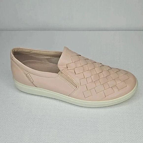 Ecco Women's Blush Pink Leather Woven Slip-on Sneaker Size 9 - Picture 13 of 16